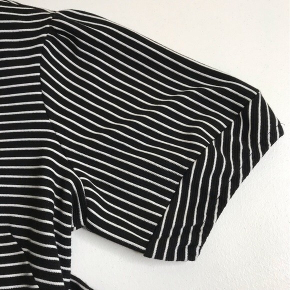 Ann Taylor Black White Striped Sheath Dress Short Puff Sleeve Womens Size 12 - Picture 4 of 11
